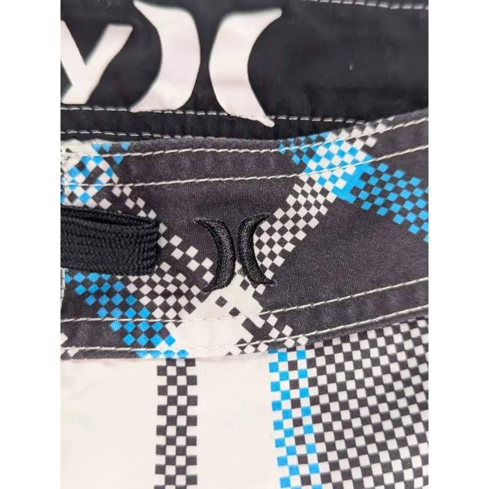 Hurley Phantom Boardshorts Mens 36 Blue Plaid Stretch Swim Trunks